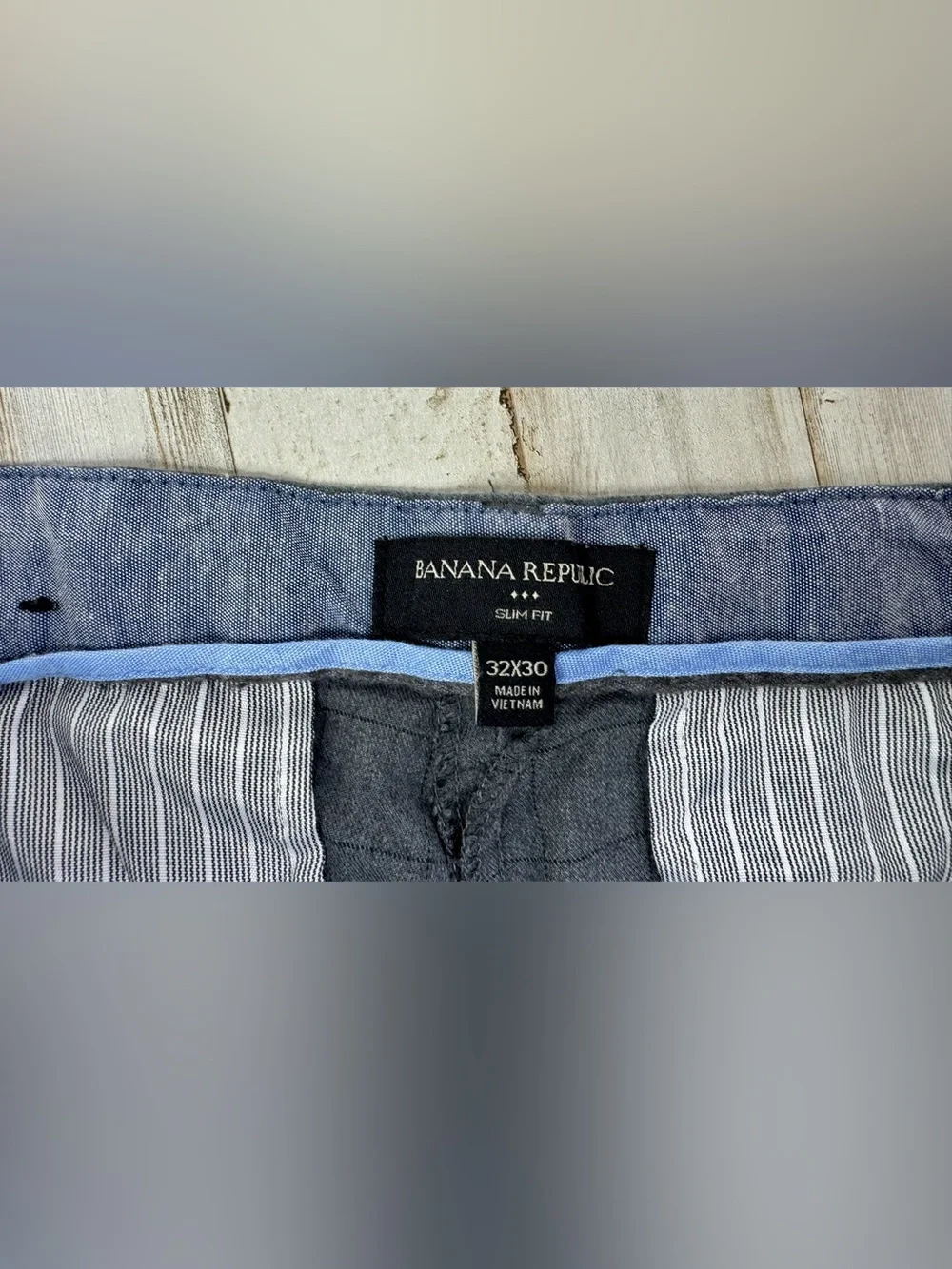Banana Republic Dress Pants Men's 32x28 Blue Cotton Blend Slim Fit